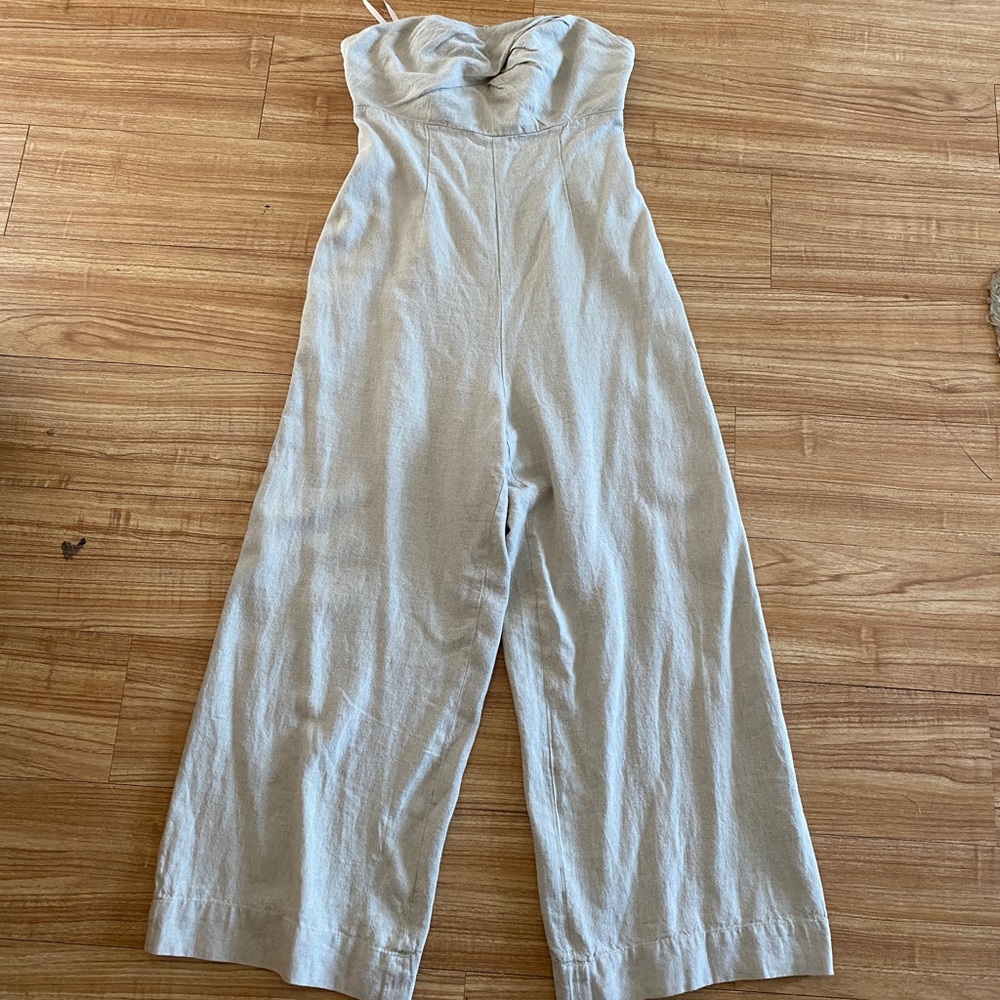 Urban outfitter beige linen jumpsuit